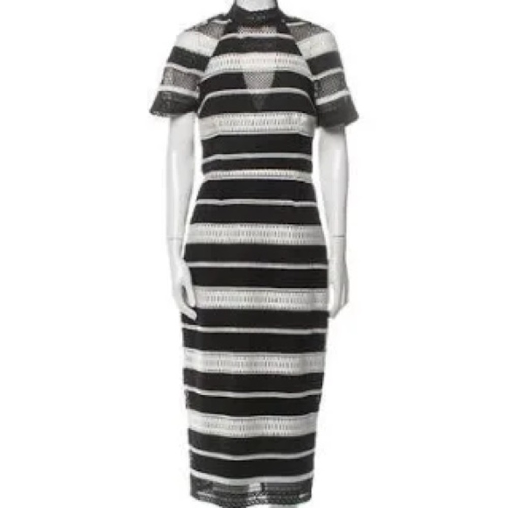 Rebecca valance black and white knit crochet dress